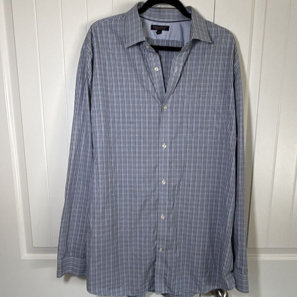 Banana Republic Non-Iron Classic Fit Blue/White Check Shirt XXL Tall